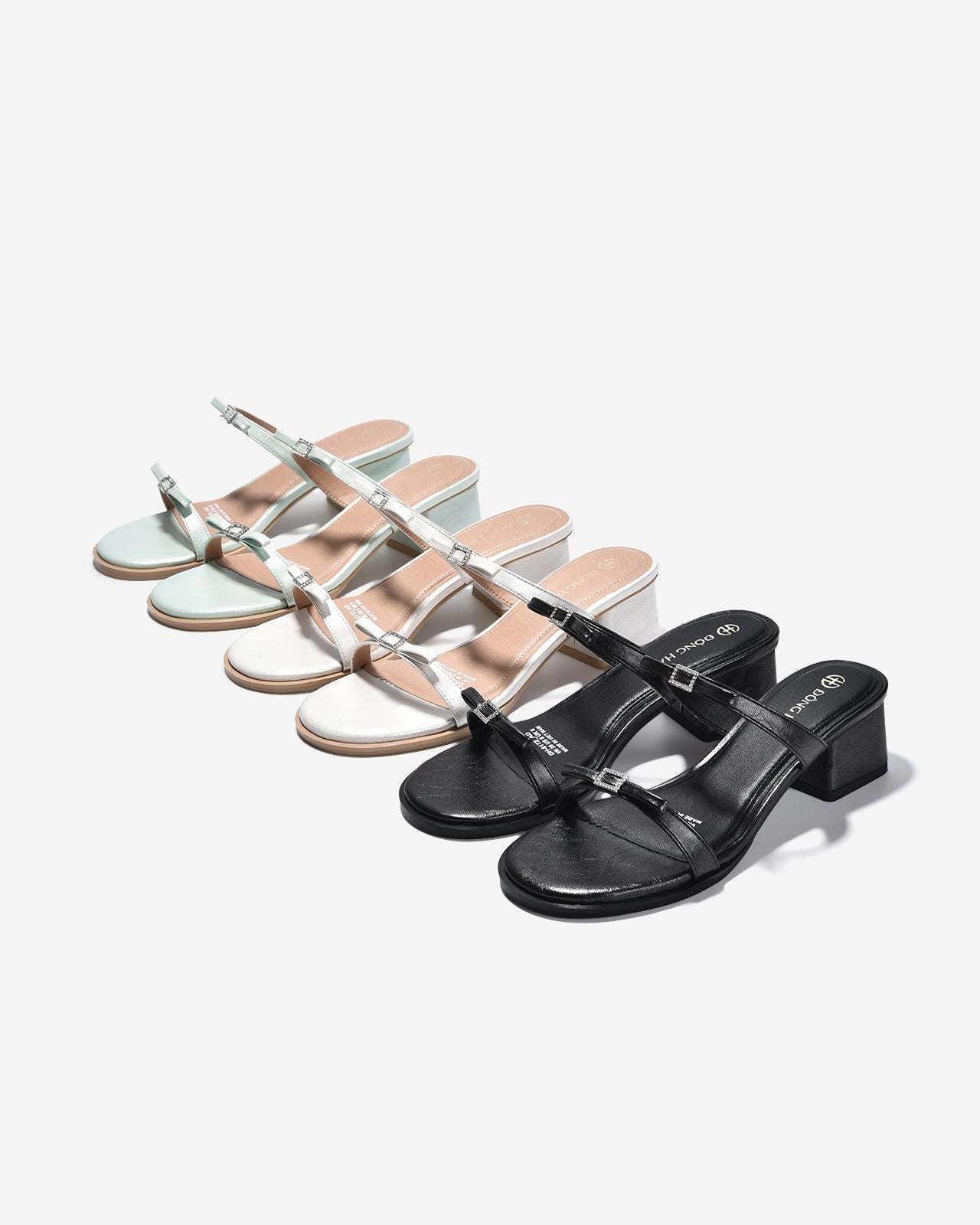Dép Cao Gót Đông Hải Quai Mảnh Đính Nơ-D81T2Kem Color1