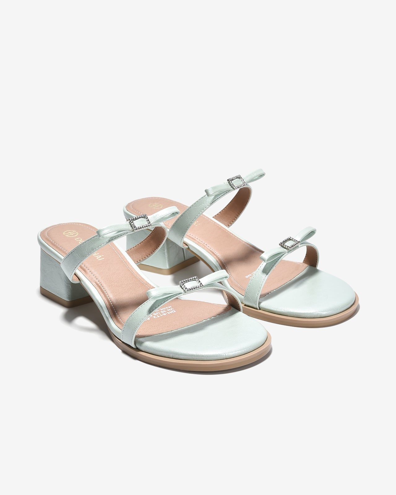 Dép Cao Gót Đông Hải Quai Mảnh Đính Nơ-D81T2-Xanh Lá Color1