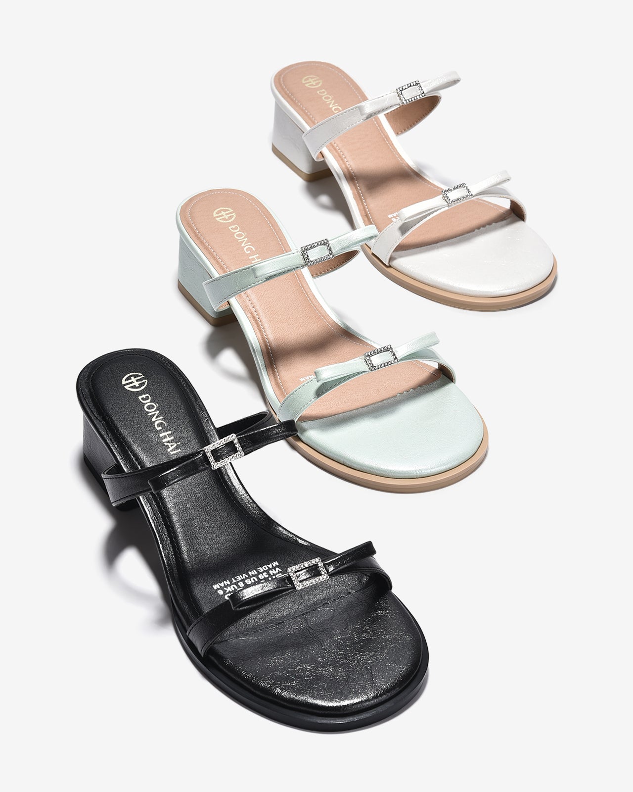Dép Cao Gót Đông Hải Quai Mảnh Đính Nơ-D81T2-Xanh Lá Color1