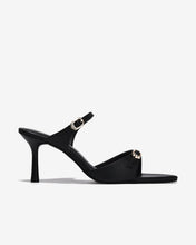 Dép Cao Gót Đông Hải Quai Đôi Ngang Khoá Đính Đá-D81U8Đen Color1First