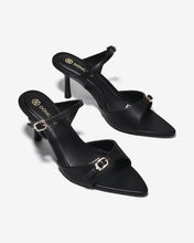 Dép Cao Gót Đông Hải Quai Đôi Ngang Khoá Đính Đá-D81U8Đen Color1