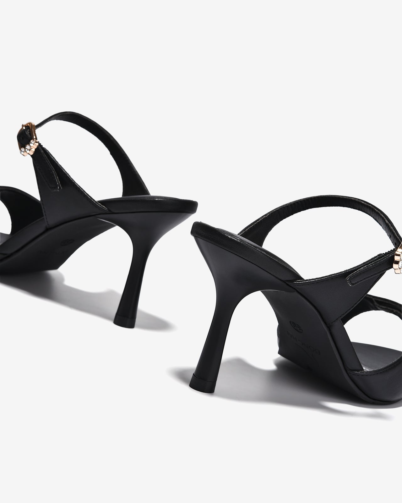 Dép Cao Gót Đông Hải Quai Đôi Ngang Khoá Đính Đá-D81U8Đen Color1