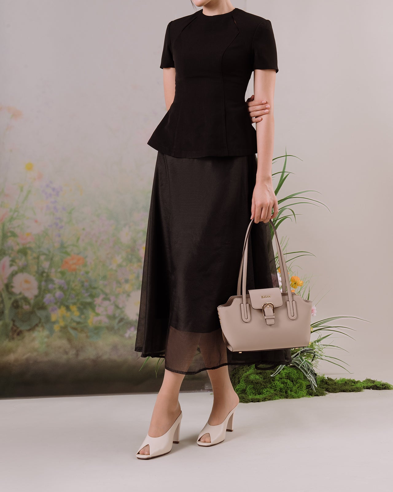 Dép Cao Gót Đông Hải Hở Mũi-D81U9Kem Color1