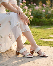 Dép Cao Gót Đông Hải Quai Đan Gót Tròn-D81V9Kem Color1
