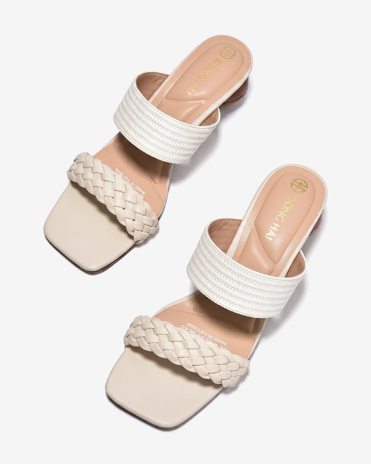 Dép Cao Gót Đông Hải Quai Đan Gót Tròn-D81V9Kem Color1
