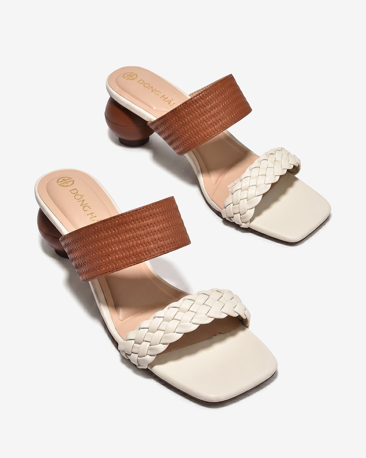 Dép Cao Gót Đông Hải Quai Đan Gót Tròn-D81V9Nâu Color1
