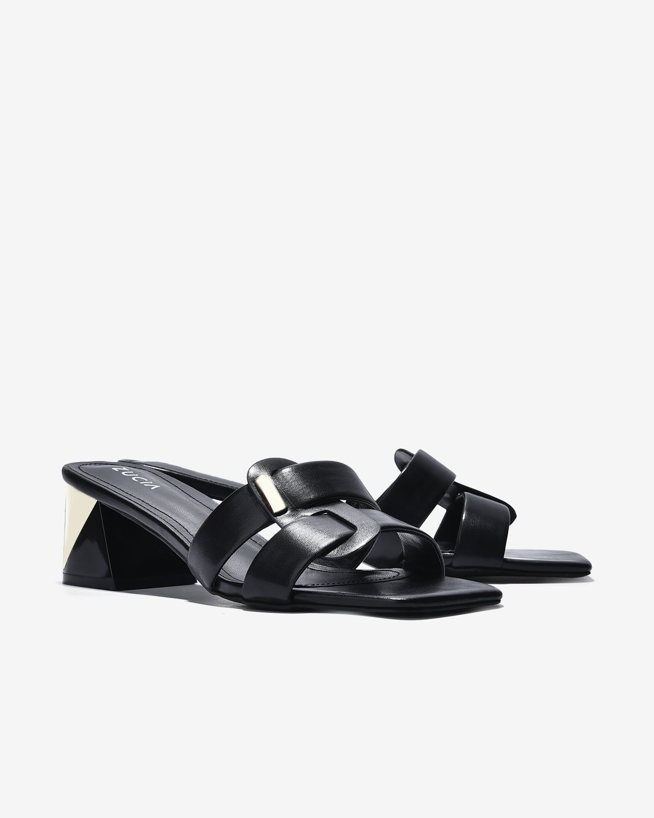 Dép Cao Gót Zucia Đế 6cm Cách Điệu-DHLG6Đen Color1