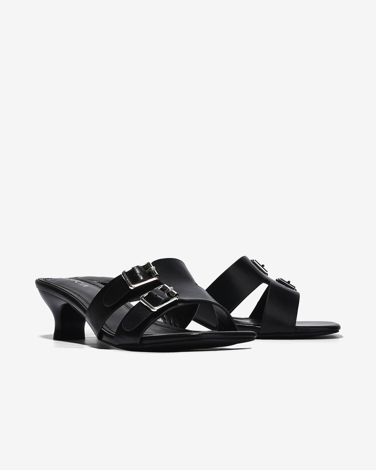 Dép Cao Gót Nữ Zucia Quai Khoá Đôi-DHLK5-Đen Color1