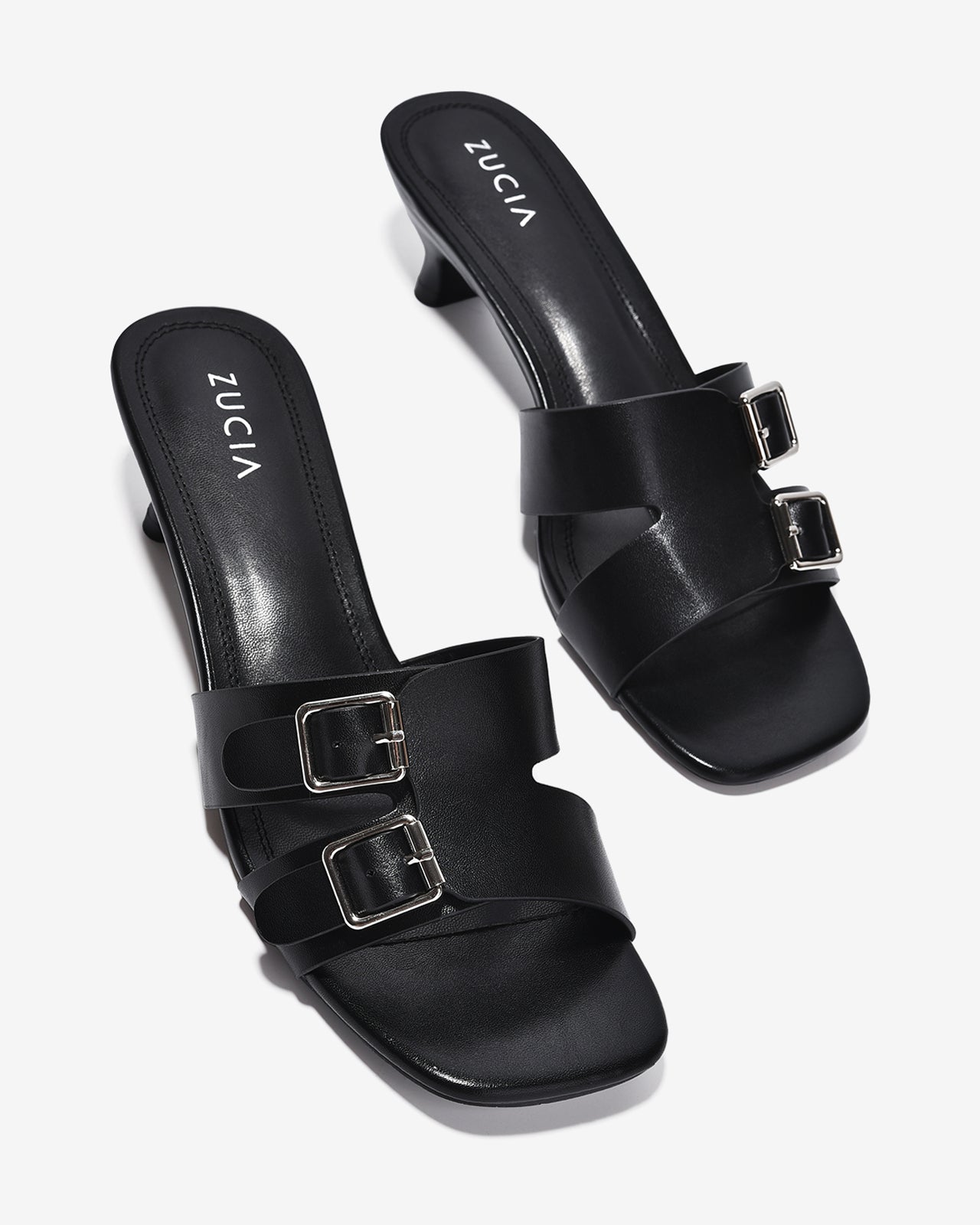 Dép Cao Gót Nữ Zucia Quai Khoá Đôi-DHLK5Đen Color1