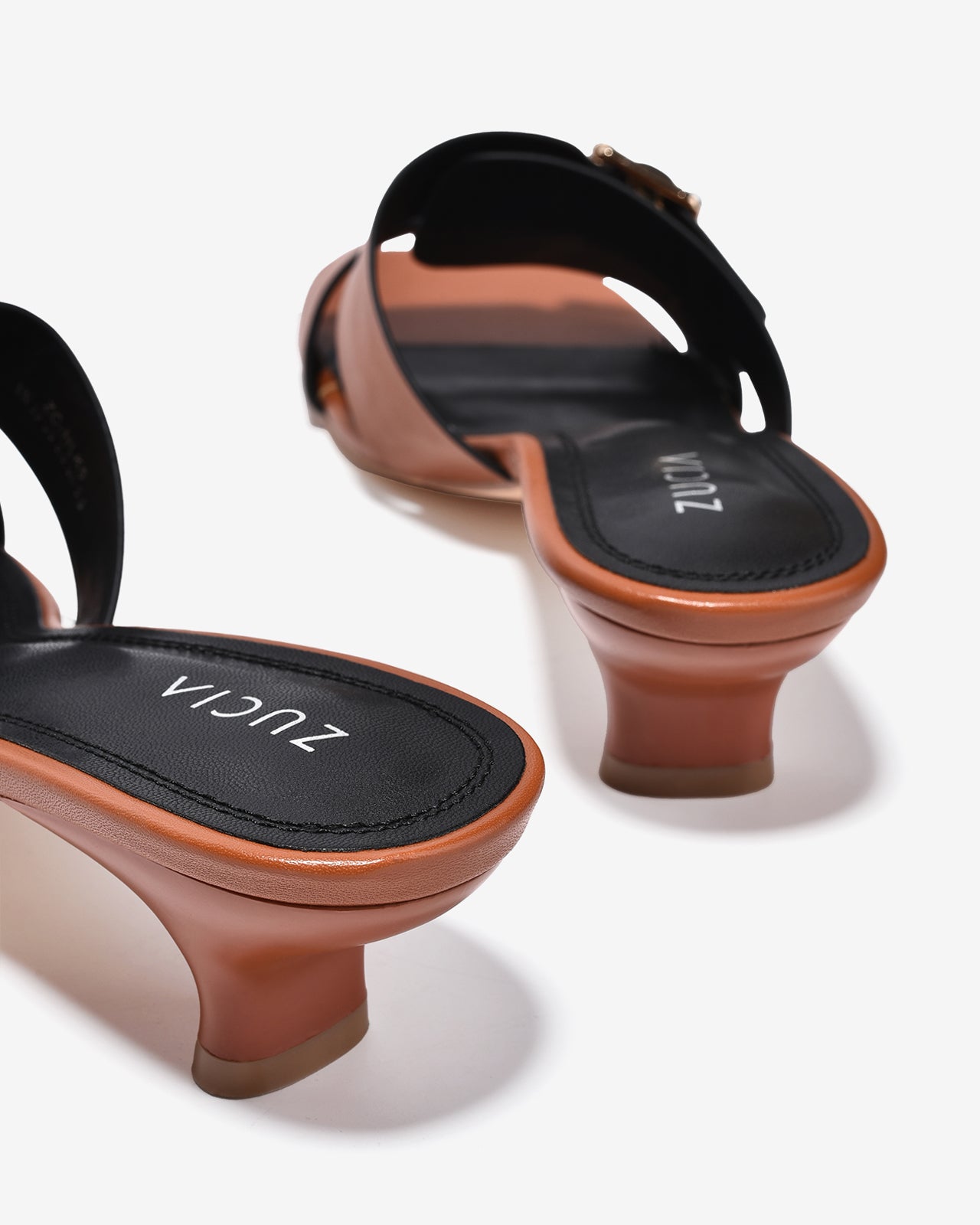 Dép Cao Gót Nữ Zucia Quai Khoá Đôi-DHLK5-Nâu Color1