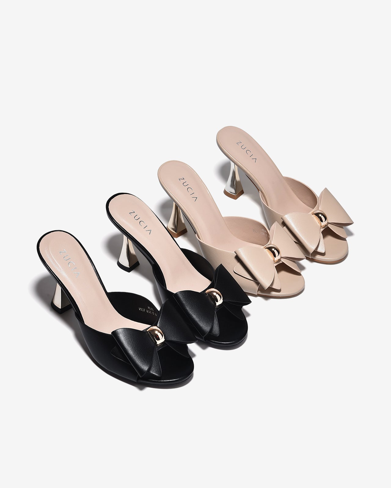 Dép Cao Gót Zucia 9cm Quai Nơ Lớn-DHLN5Đen Color1