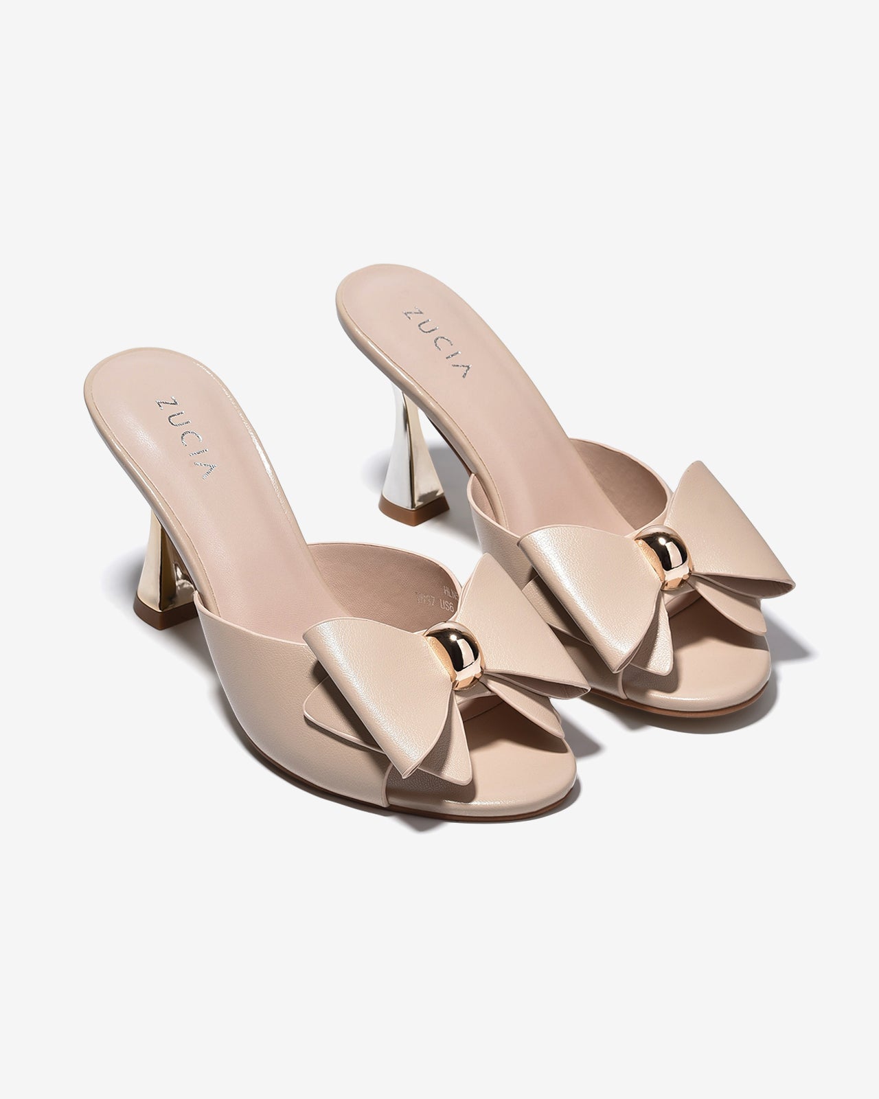 Dép Cao Gót Zucia 9cm Quai Nơ Lớn-DHLN5Kem Color1