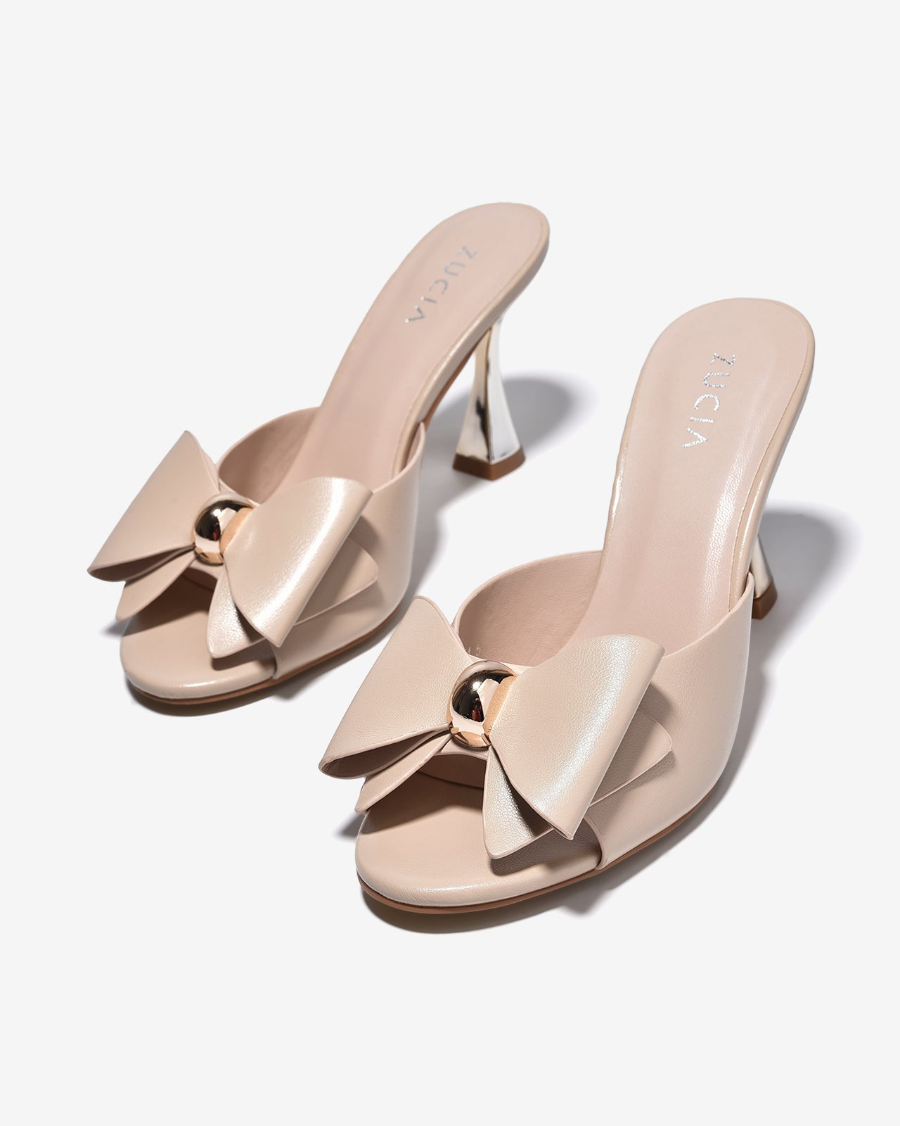 Dép Cao Gót Zucia 9cm Quai Nơ Lớn-DHLN5Kem Color1