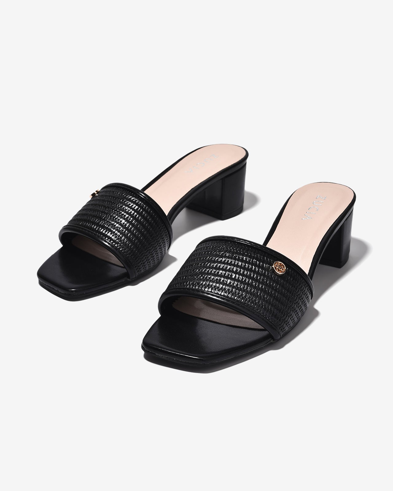 Dép Cao Gót Zucia Gót 5CM Phối Vân Đan-DHLN6Đen Color1