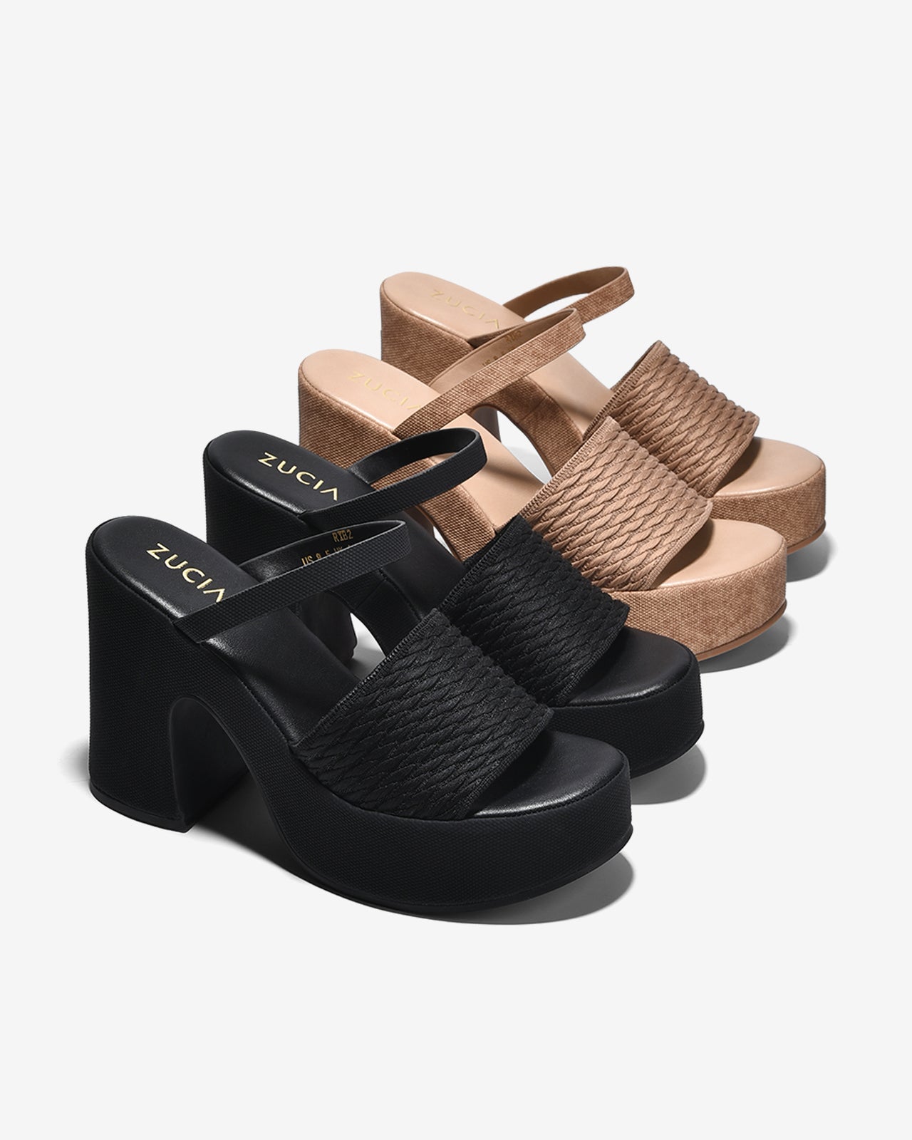 Dép Cao Gót Nữ Zucia Platform Quai Mềm-DRXB2-Đen Color1