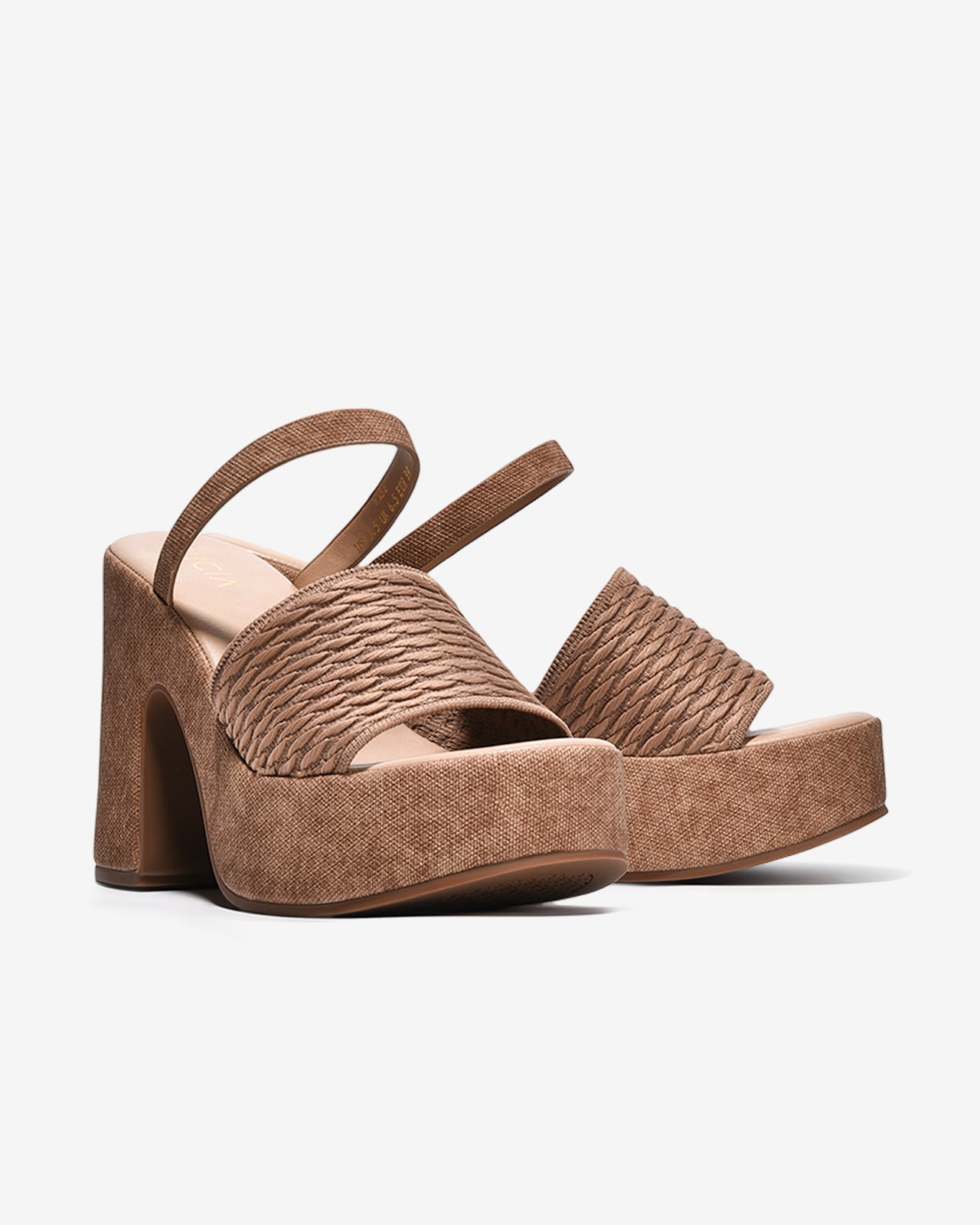 Dép Cao Gót Nữ Zucia Platform Quai Dệt Mềm-DRXB2-Nâu Color1