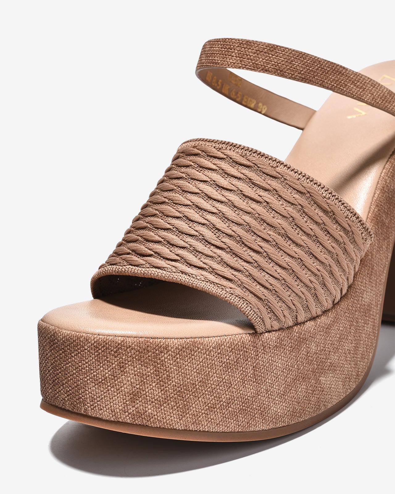 Dép Cao Gót Nữ Zucia Platform Quai Dệt Mềm-DRXB2-Nâu Color1