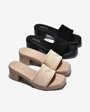 Dép Cao Gót Nữ Zucia Quai Ngang Thêu Logo Chỉ Nổi-DRXB4-Đen Color1