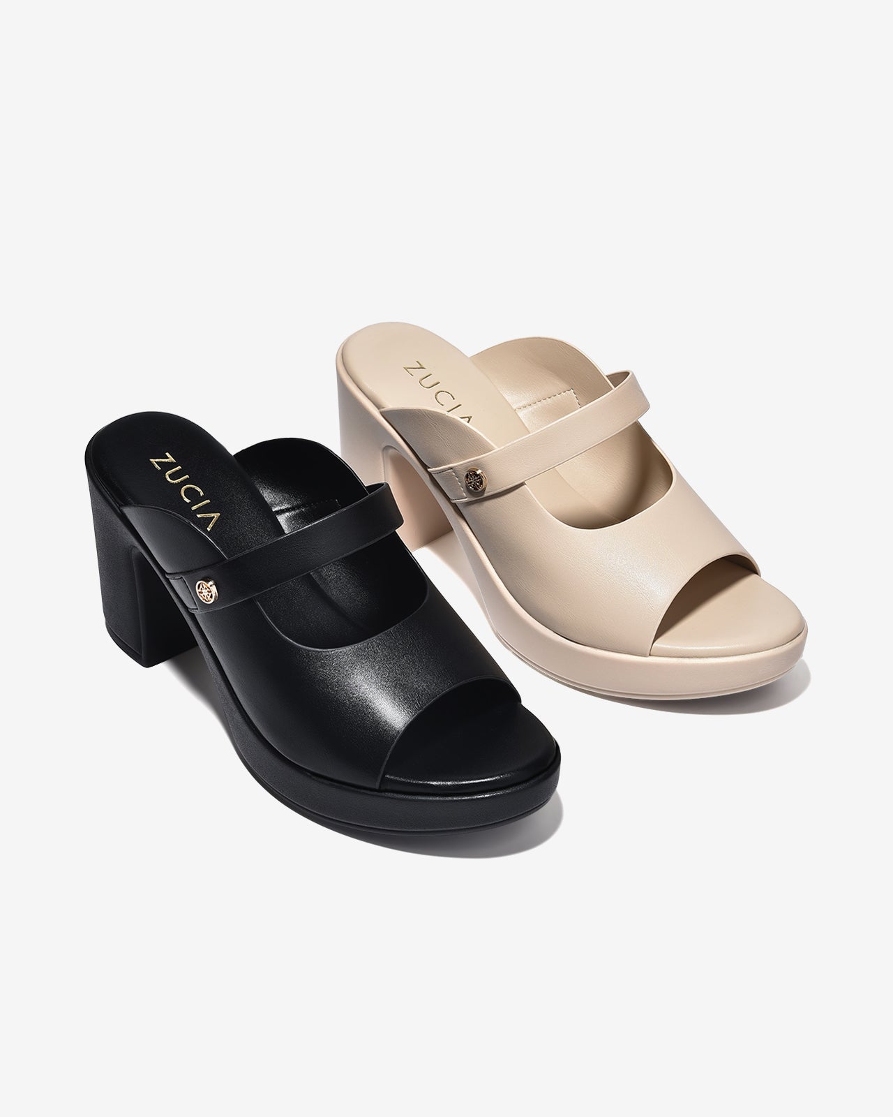 Dép Cao Gót Zucia Đế Trụ 9cm Êm Nhẹ-DRXE7Kem Color1