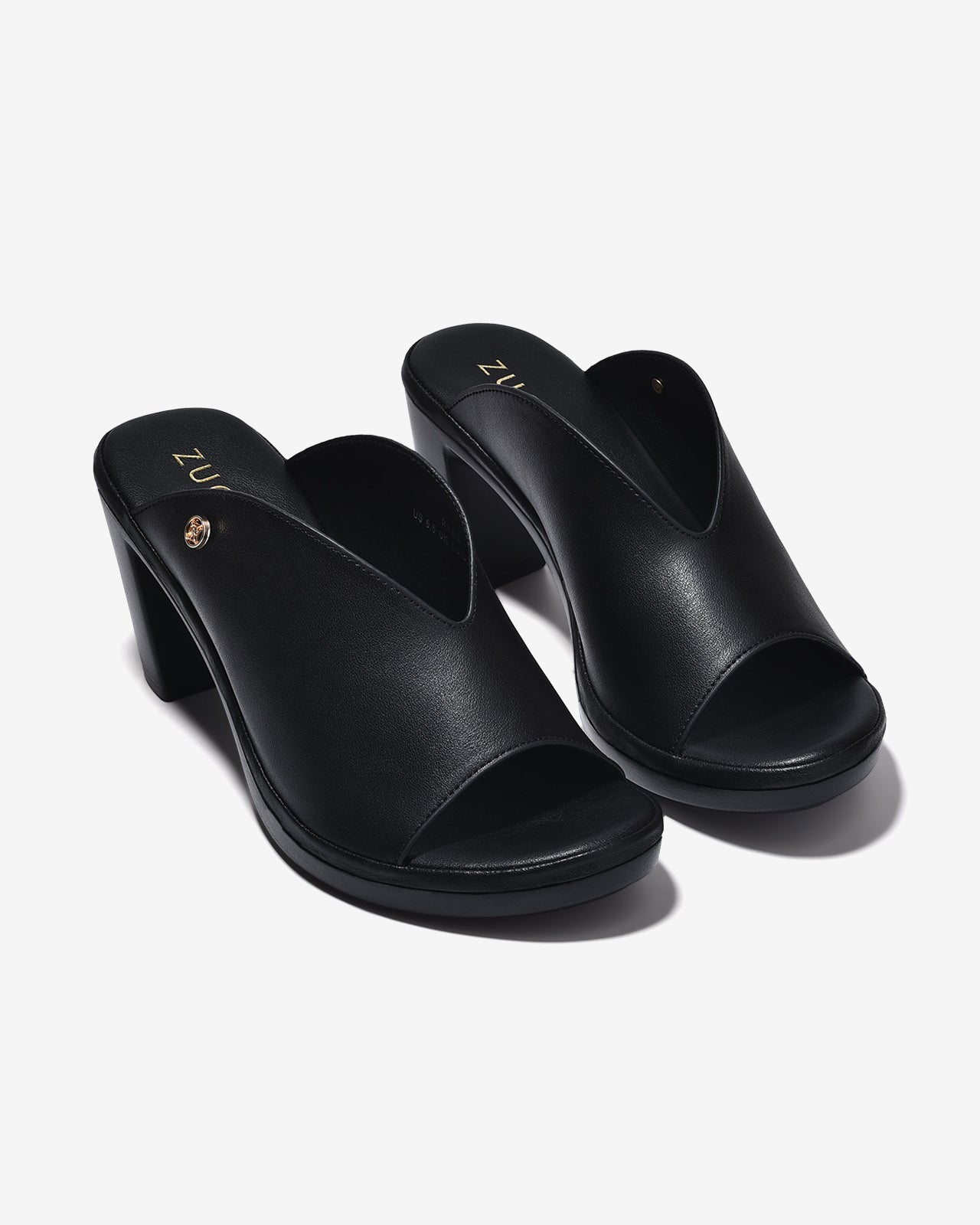 Dép Cao Gót Zucia 8cm Quai Bản To Êm Mềm-DRXE8Đen Color1