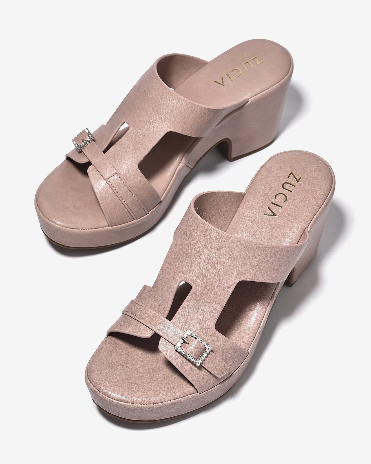 Dép Cao Gót Zucia 8cm Quai Chữ H Cách Điệu-DRXE9Hồng Color1