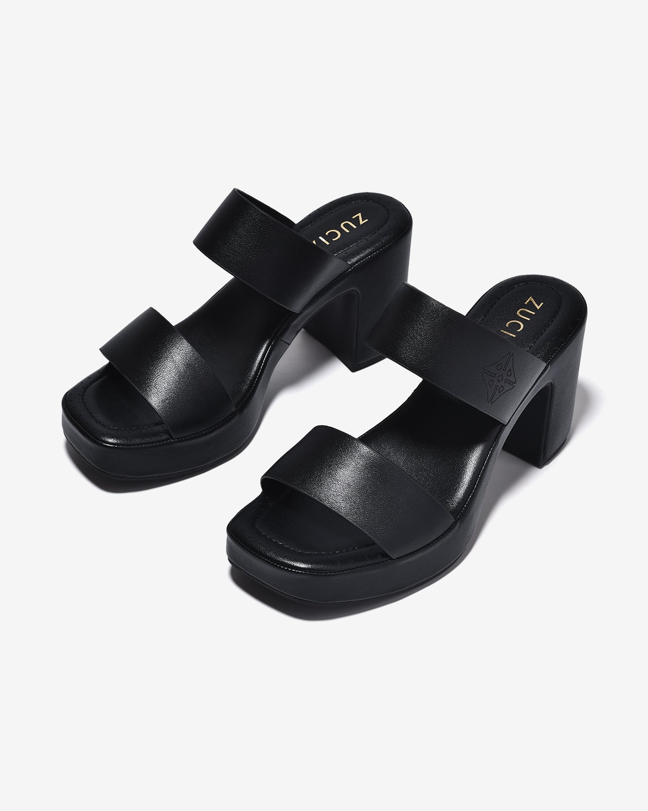 Dép Cao Gót Zucia Đế Êm 8cm Quai Đôi-DRXF1Đen Color1