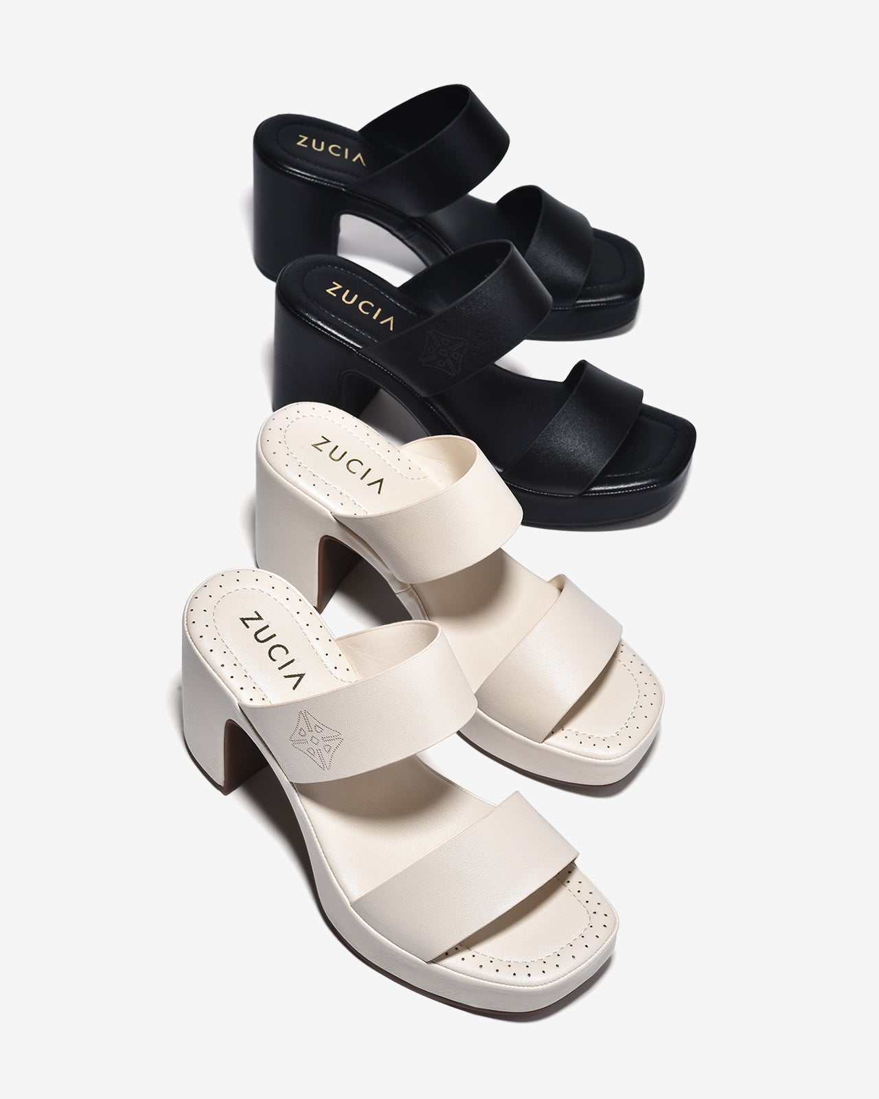 Dép Cao Gót Zucia Đế Êm 8cm Quai Đôi-DRXF1Đen Color1