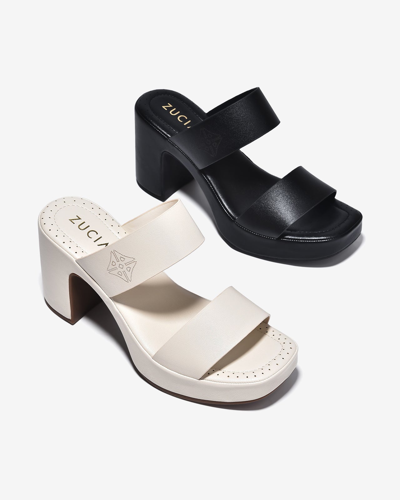 Dép Cao Gót Zucia Đế Êm 8cm Quai Đôi-DRXF1Kem Color1