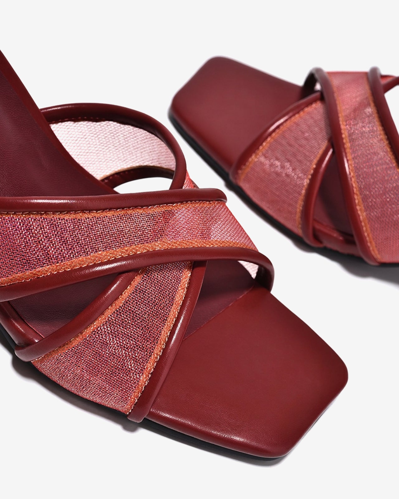 Dép Cao Gót Nữ Zucia Quai Chéo Phối Lưới-DTHC2Đỏ Color1