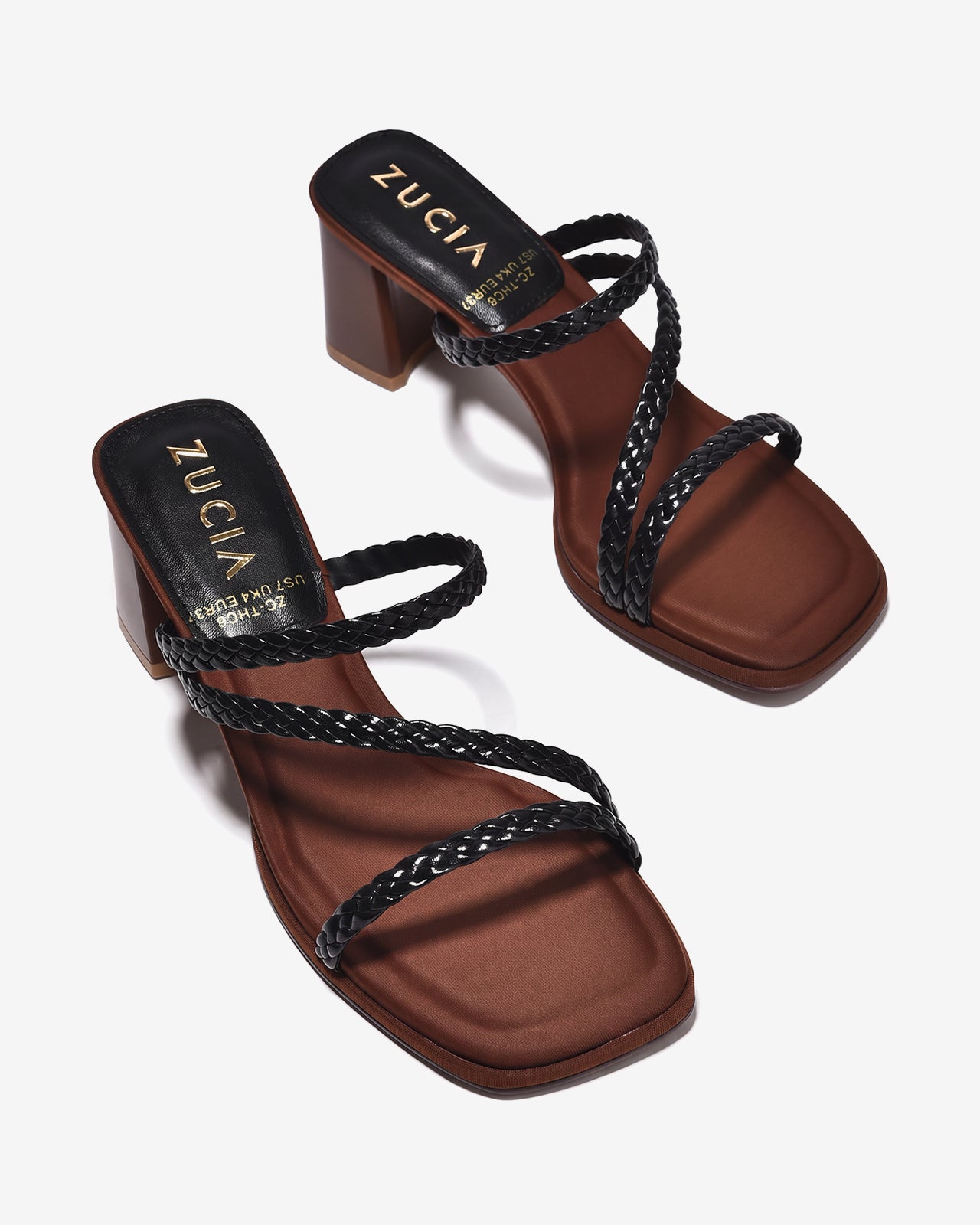 Dép Cao Gót Zucia Gót 7cm Quai Chéo Đan-DTHC6Đen Color1