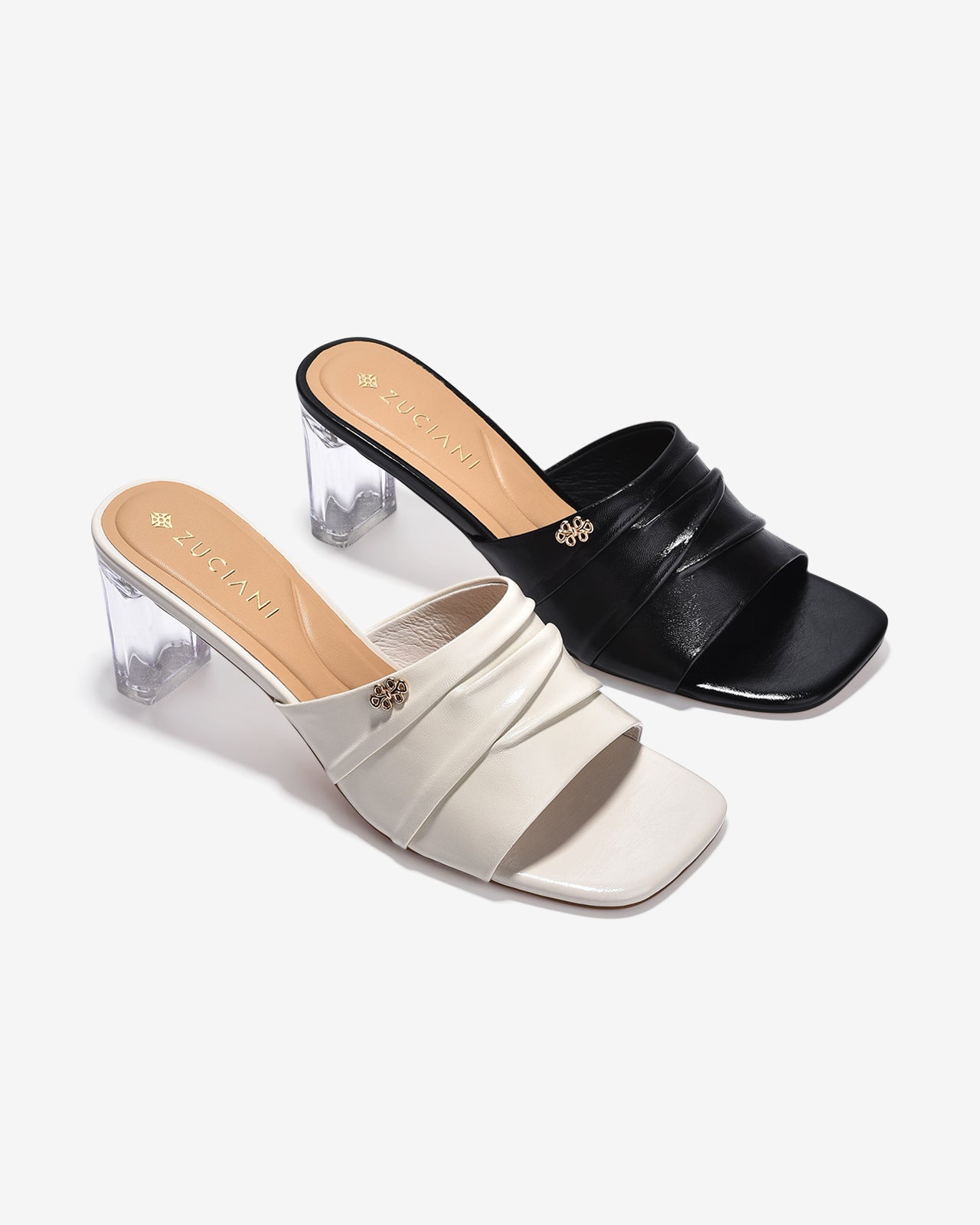 Dép Cao Gót Zuciani Gót Vuông Trong Suốt-DCM12Trắng Color1