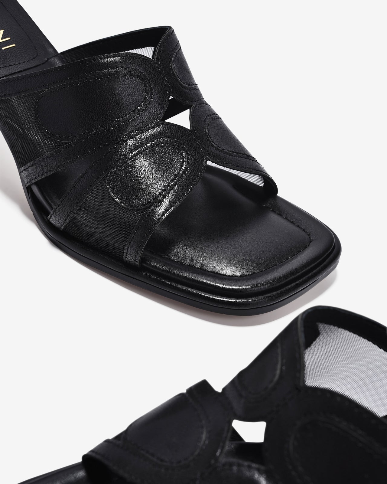 Dép Cao Gót Zuciani Phối Lưới-DCM18Đen Color1