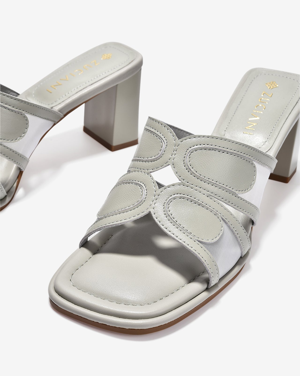 Dép Cao Gót Zuciani Phối Lưới-DCM18Xanh Lá Color1