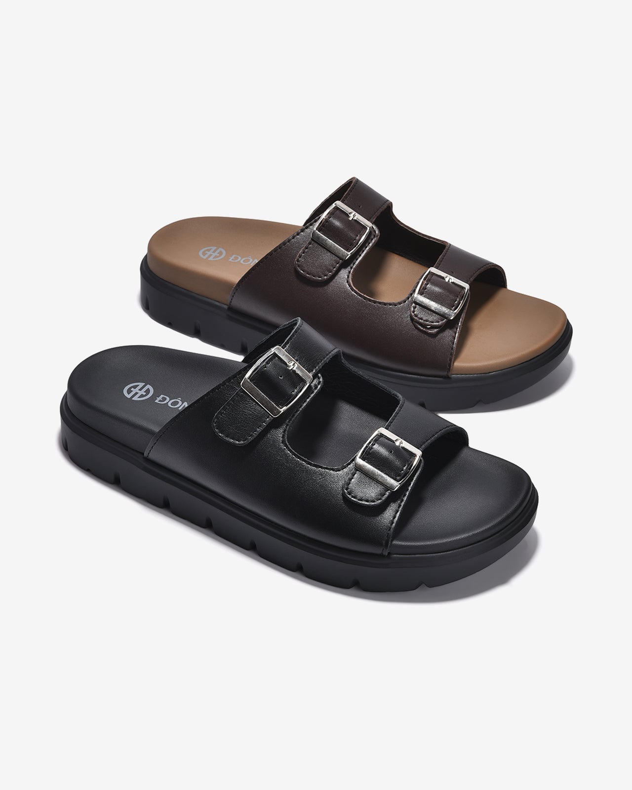 Dép Nam Đông Hải Quai Ngang Khoá Bản To-D3232-Nâu Color1