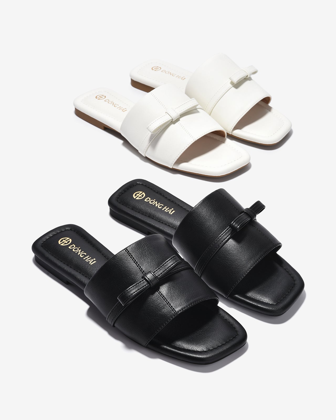 Dép Nữ Đông Hải Quai Bảng Đính Nơ Ngang-D7734-Trắng Color1