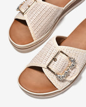 Dép Quai Ngang Nữ Zucia Khoá Đính Đá-DHLK3-Kem Color1