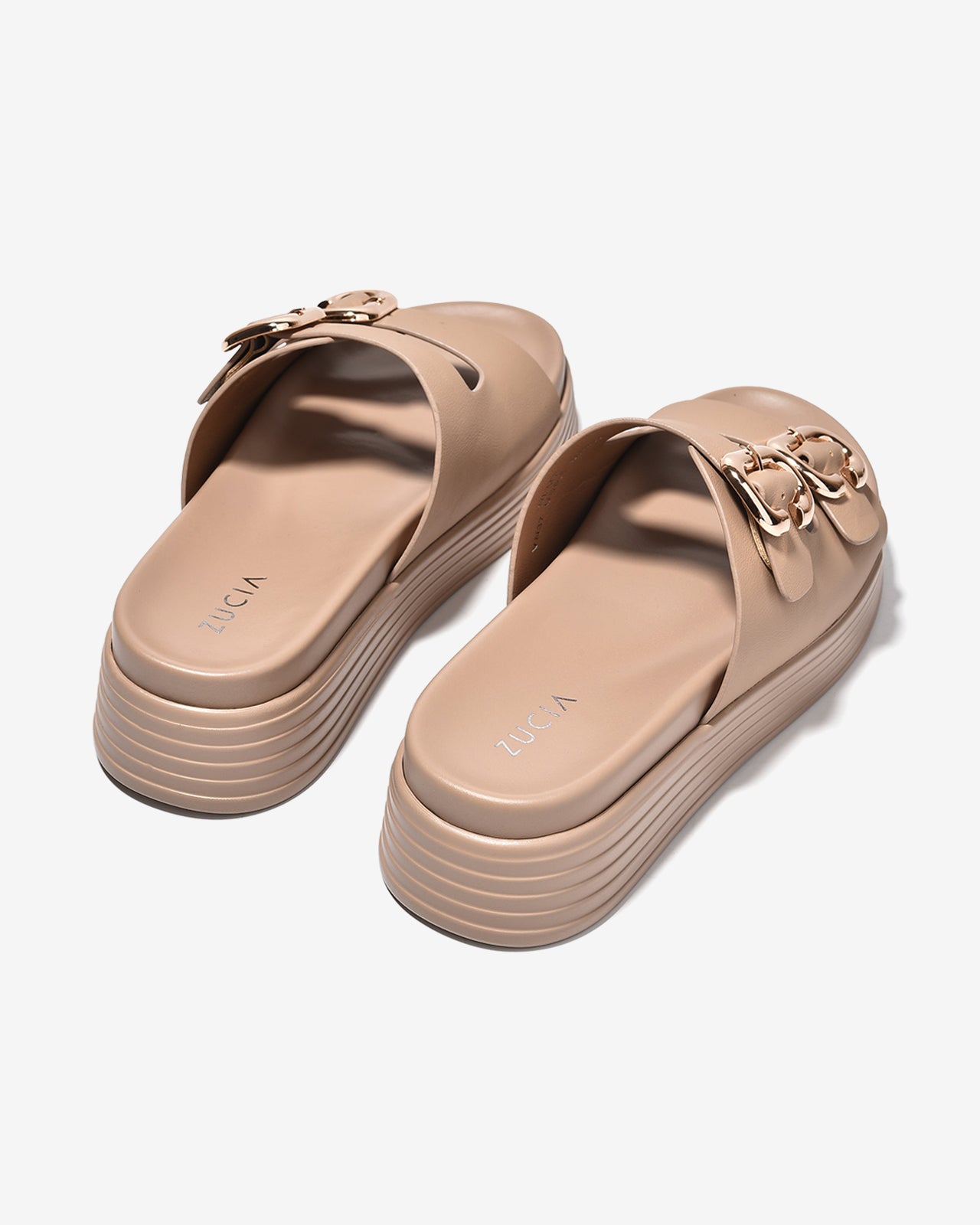 Dép Nữ Zucia Đế 5CM Quai Phối Khóa-DHLM7Cafe Color1