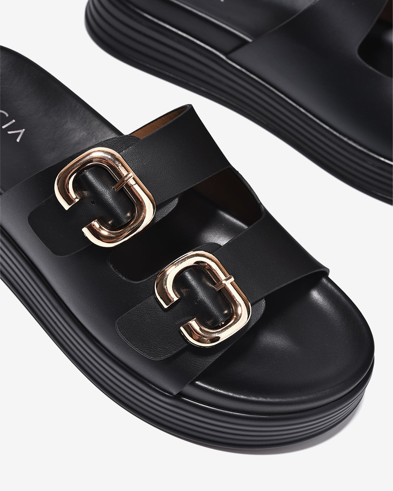 Dép Nữ Zucia Đế 5CM Quai Phối Khóa-DHLM7Đen Color1