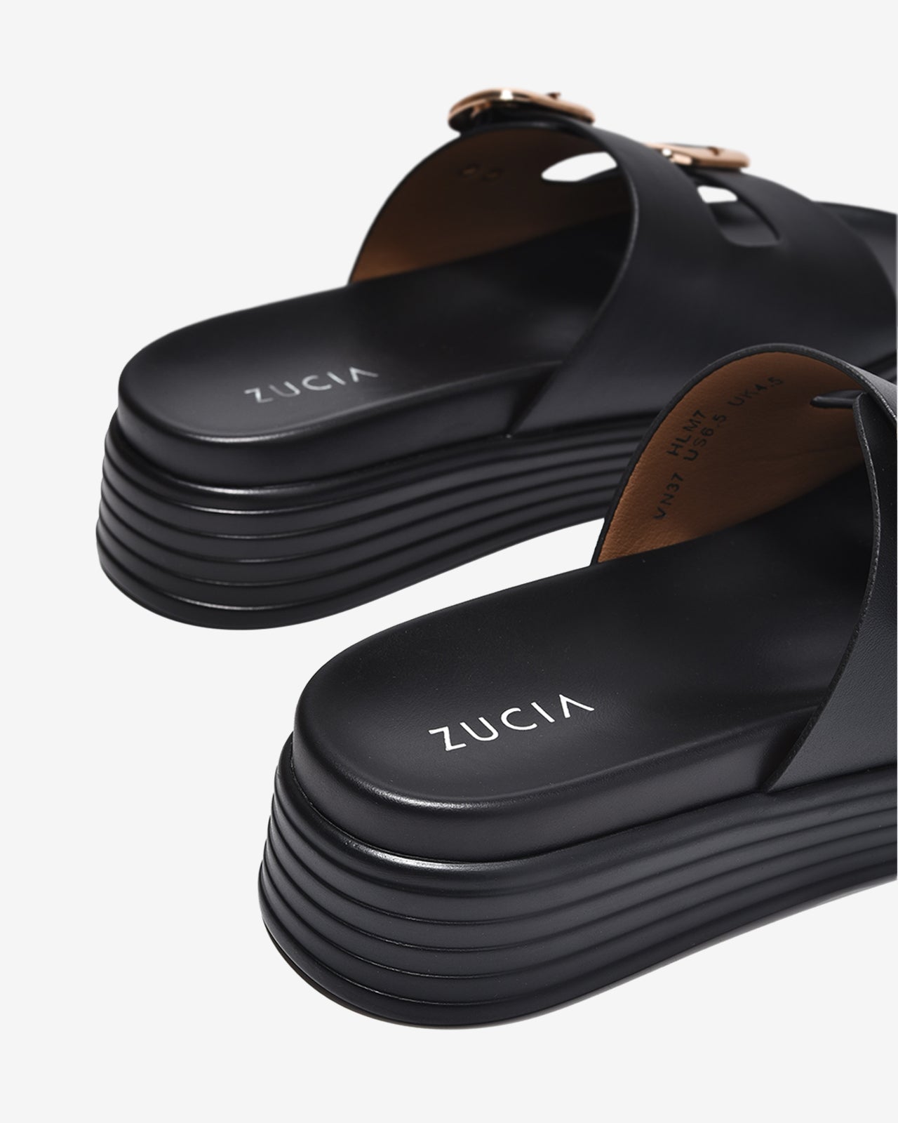 Dép Nữ Zucia Đế 5CM Quai Phối Khóa-DHLM7Đen Color1