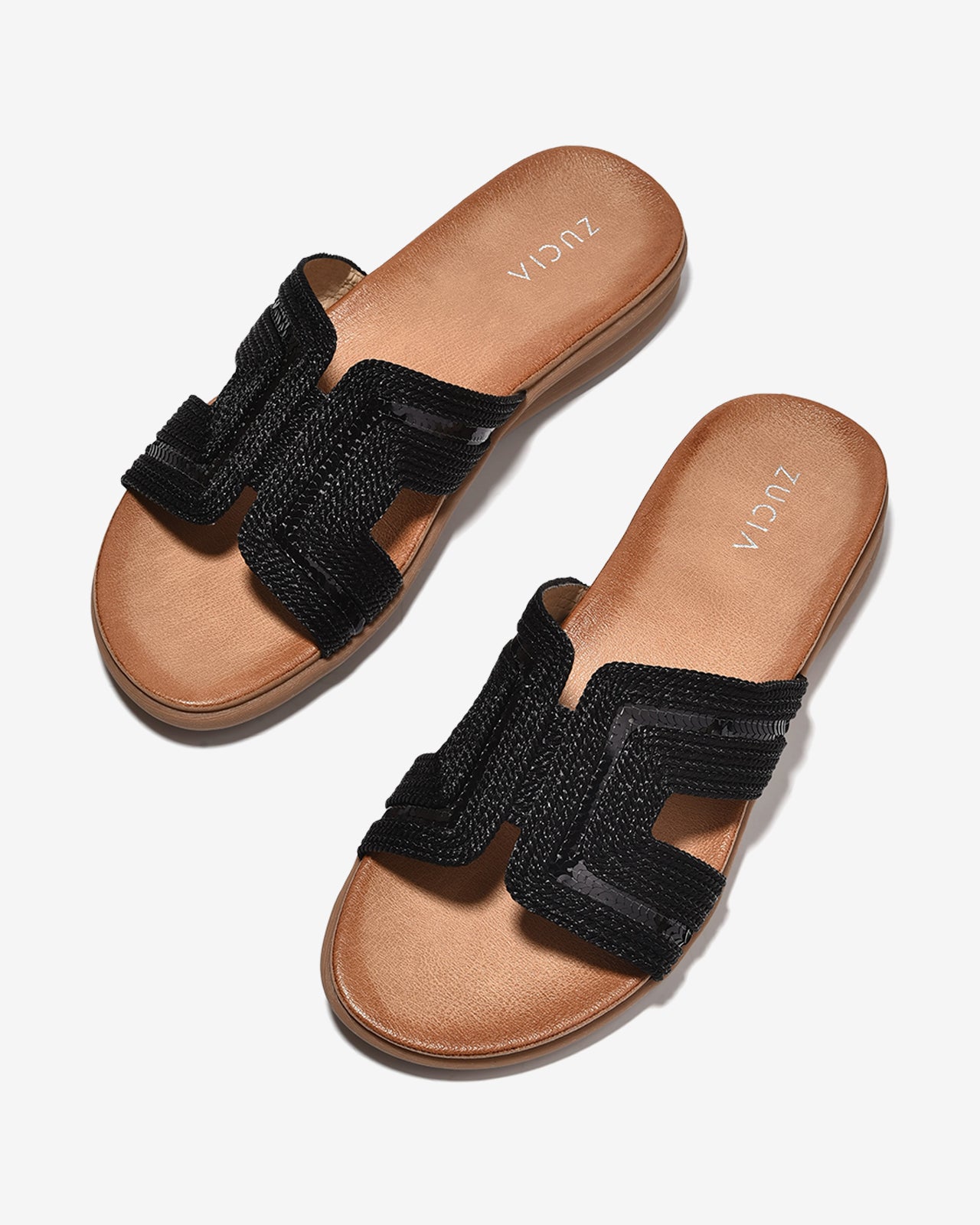 Dép Nữ Zucia Quai Đan Viền Sequin-DHLO1Đen Color1