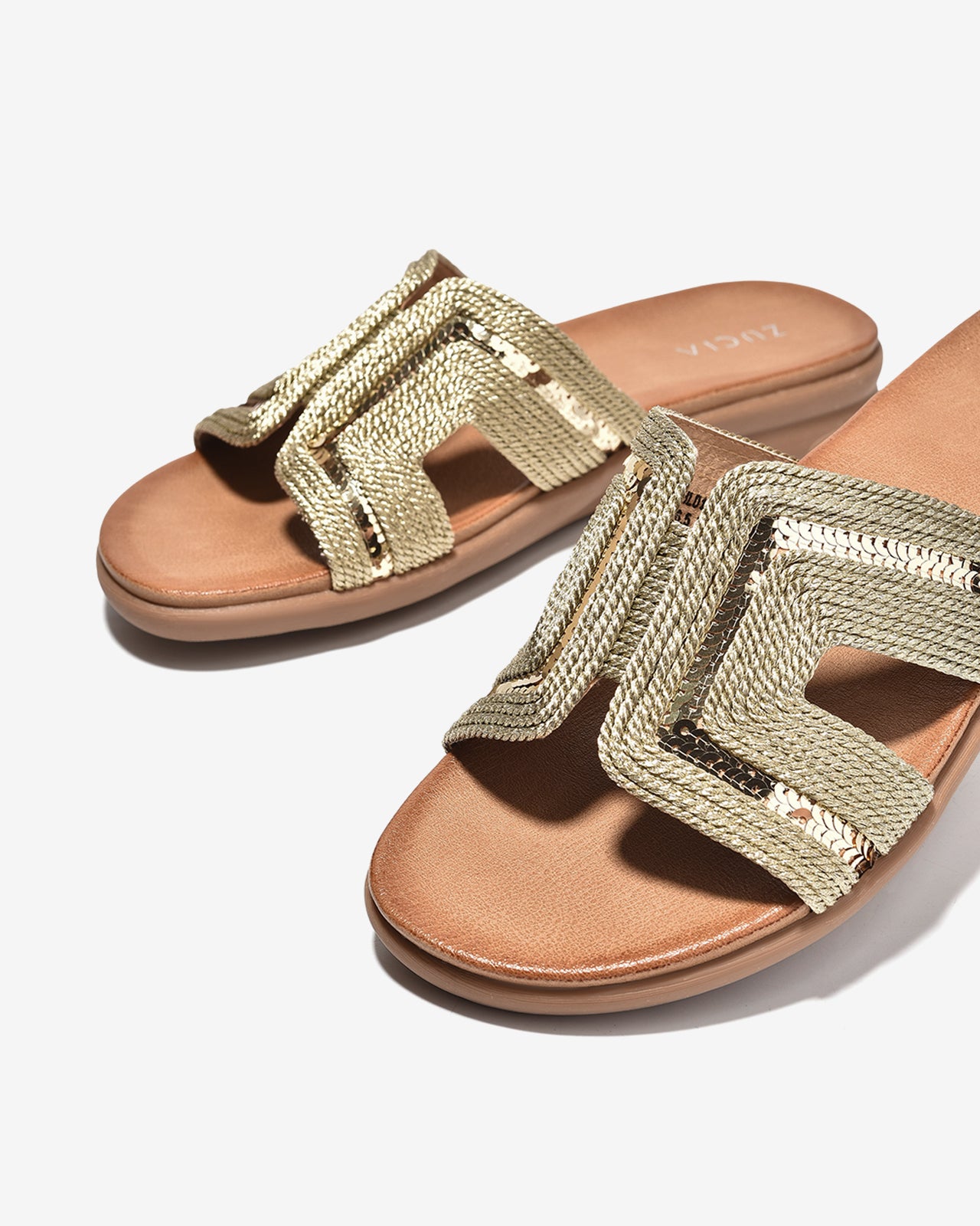 Dép Nữ Zucia Quai Đan Viền Sequin-DHLO1Vàng Color1