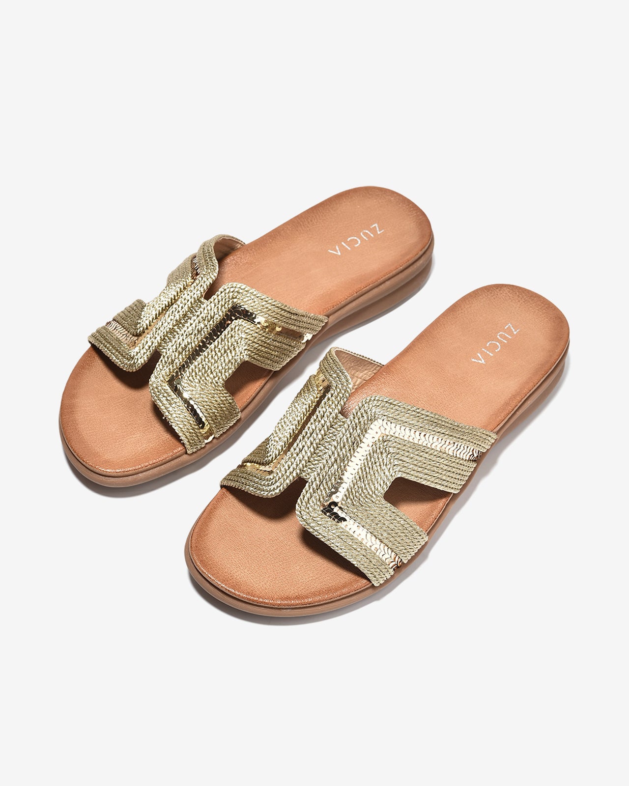 Dép Nữ Zucia Quai Đan Viền Sequin-DHLO1Vàng Color1