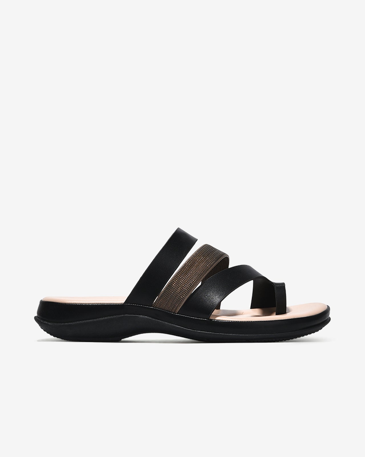 Dép Quai Ngang Xỏ Ngón Nữ Zucia Quai Phối Vân Ánh Nhũ-DRXB3-Đen Color1First