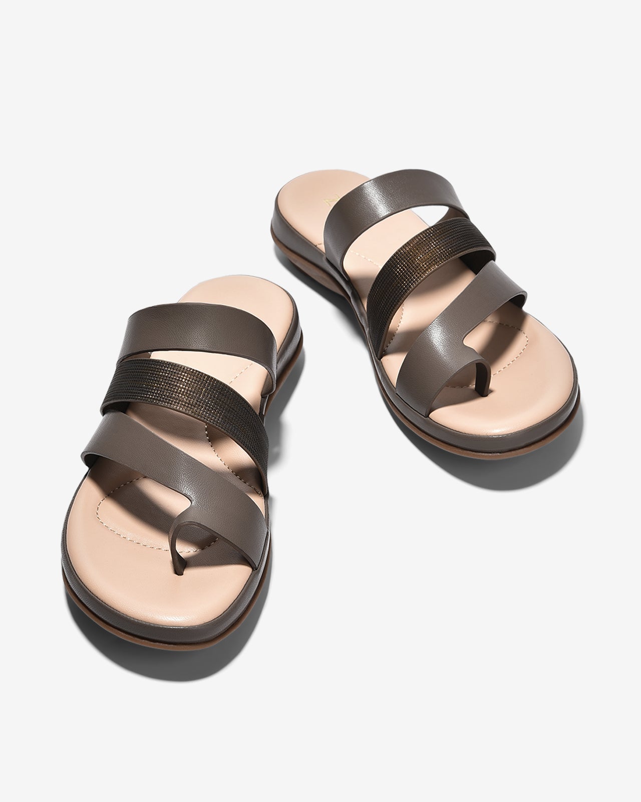 Dép Quai Ngang Xỏ Ngón Nữ Zucia Quai Phối Vân Ánh Nhũ-DRXB3-Xám Color1