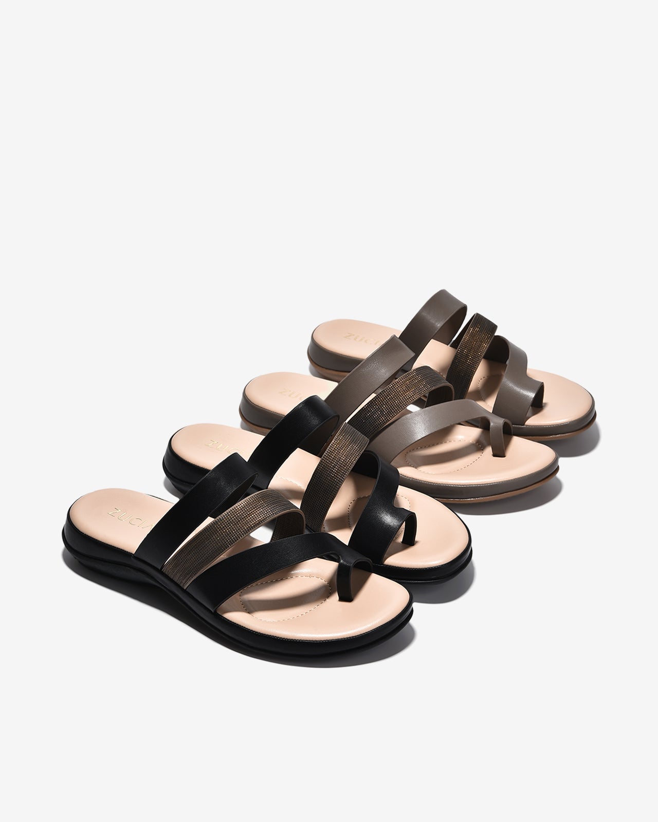 Dép Quai Ngang Xỏ Ngón Nữ Zucia Quai Phối Vân Ánh Nhũ-DRXB3-Xám Color1