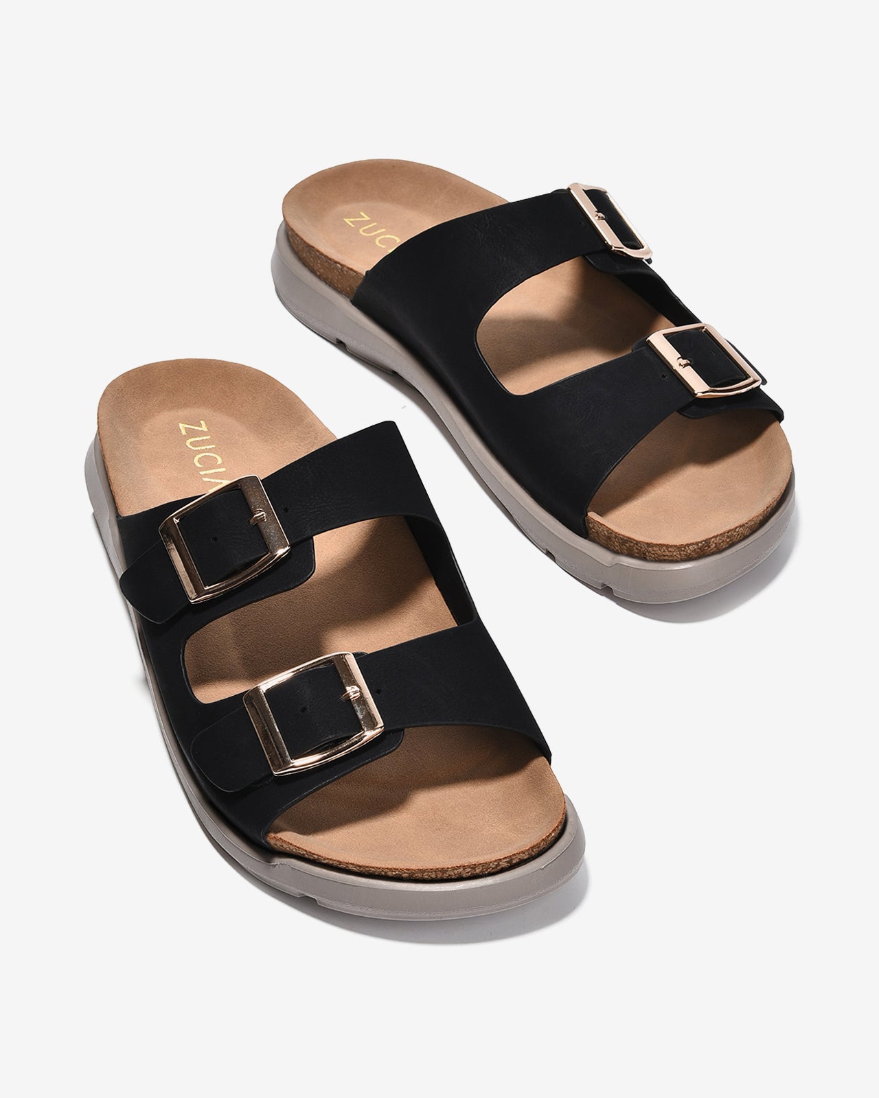 Dép Nữ Zucia Quai Đôi Khóa Vuông-DRXC2-Đen Color1