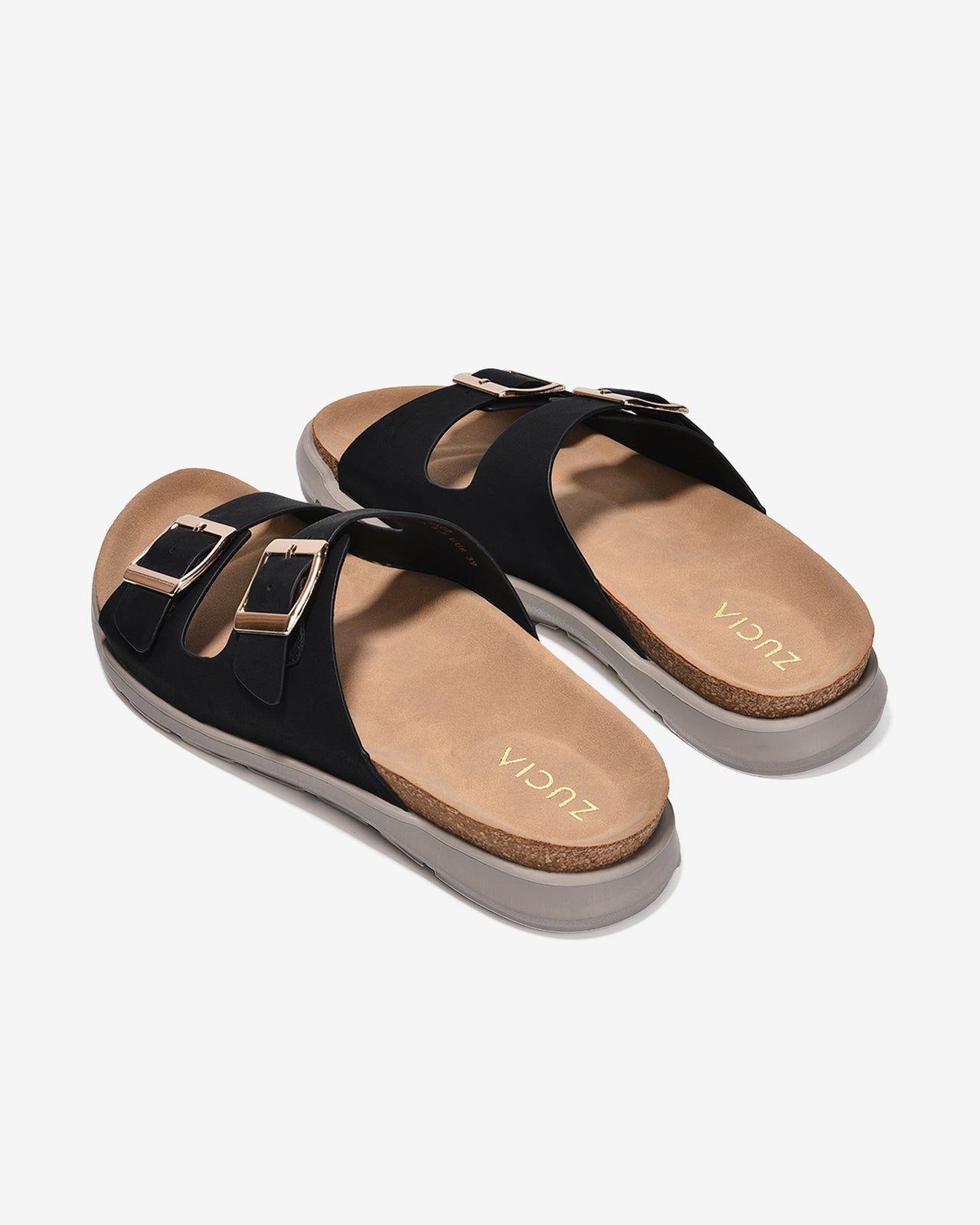 Dép Nữ Zucia Quai Đôi Khóa Vuông-DRXC2-Đen Color1