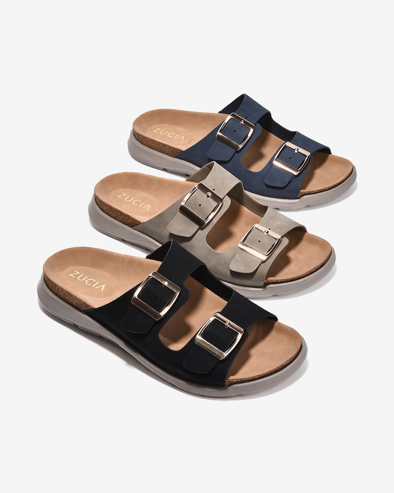 Dép Nữ Zucia Quai Đôi Khóa Vuông-DRXC2-Đen Color1