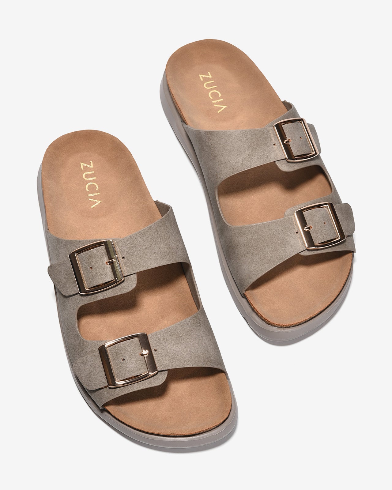 Dép Nữ Zucia Quai Đôi Khóa Vuông-DRXC2-Xám Color1