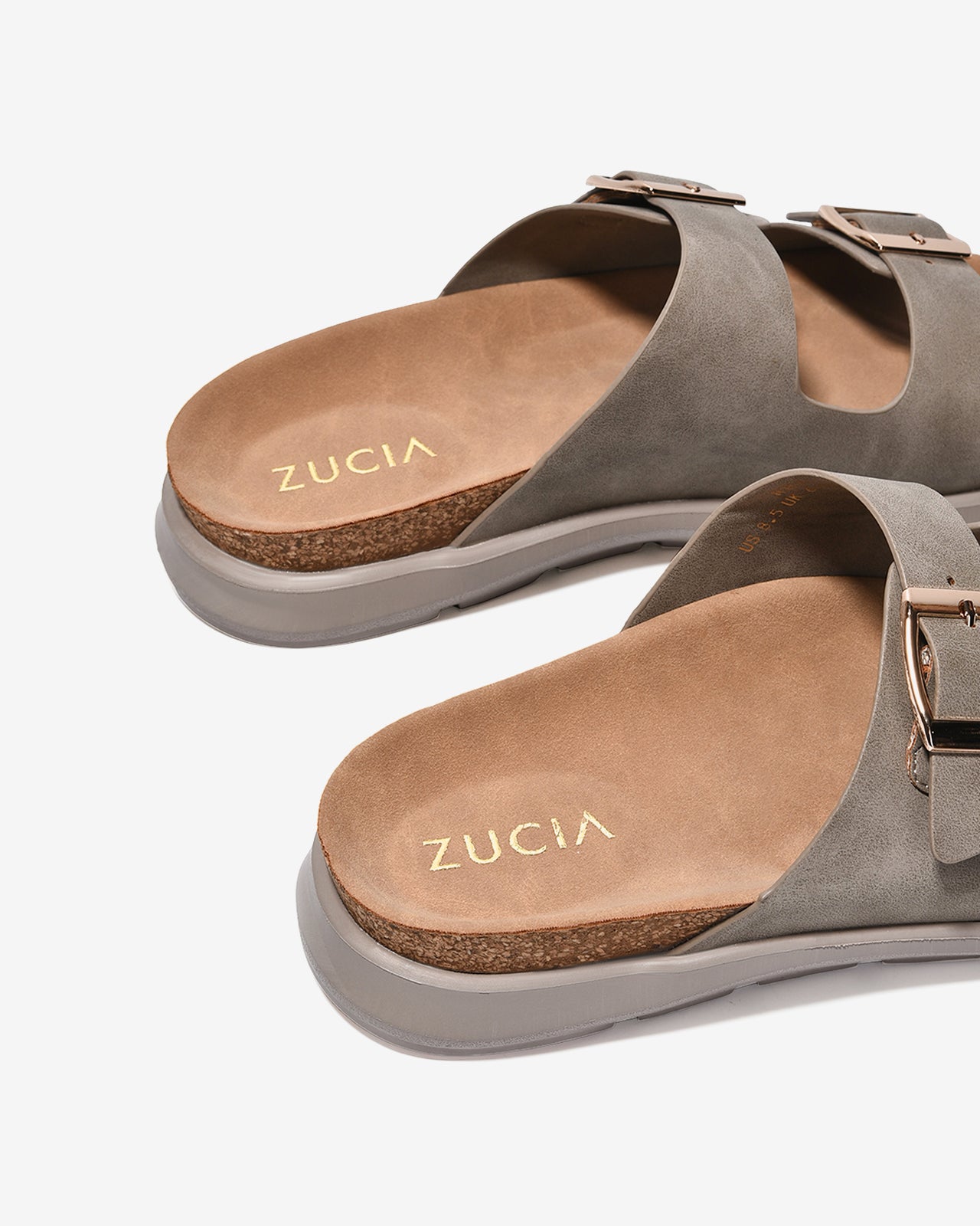 Dép Nữ Zucia Quai Đôi Khóa Vuông-DRXC2-Xám Color1